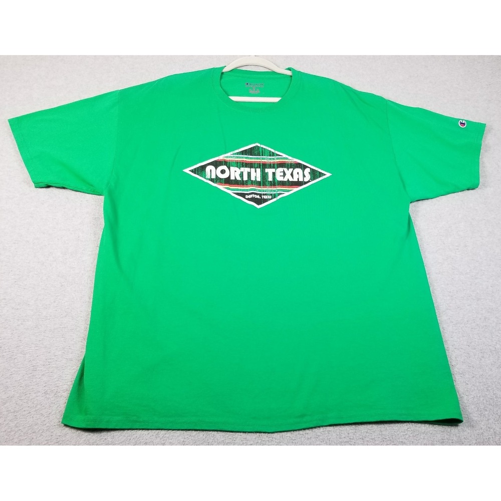 North Texas T Shirt Men's 2XL XXL Green Denton Short Sleeve Crewneck Stretch Tee
